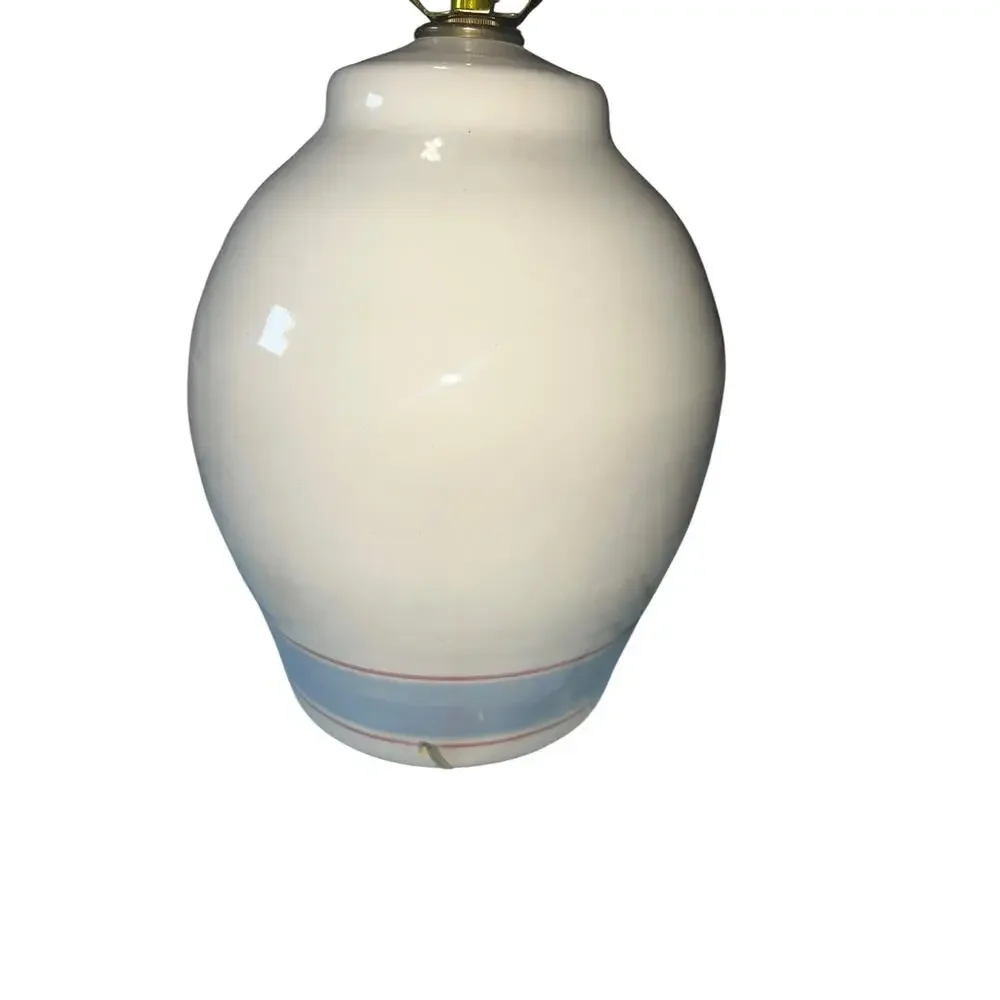 Vintage Heart Floral  cottage core California Ceramics Stoneware Table Lamp Blue